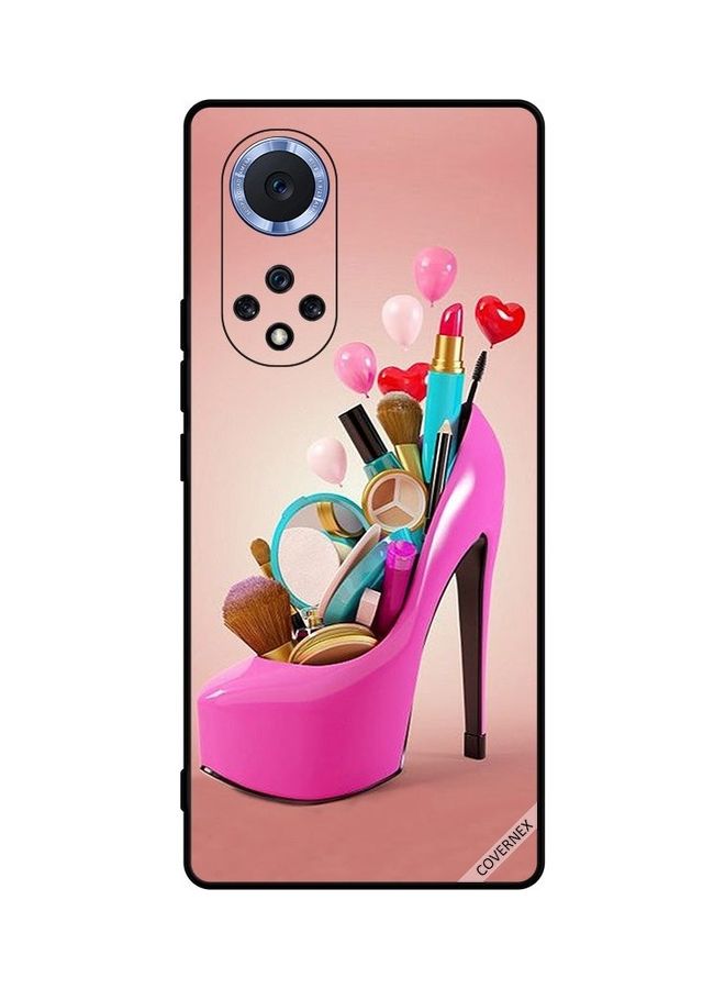 كوفرنيكس غطاء حماية واق لهاتف هواوي نوفا 9 برو مزين بطبعة حذاء وردي مع أدوات مكياج متعدد الألوان - Image 1