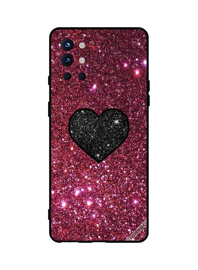كوفرنيكس غطاء حماية واق لهاتف ون بلس 9R مزين بطبعة قلب أسود لامع في خلفية وردية اللون متعدد الألوان - Image 1