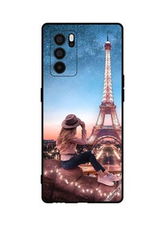 Protective Case Cover For Oppo Reno6 Pro 5G Brown Hat Girl & Effiel Tower