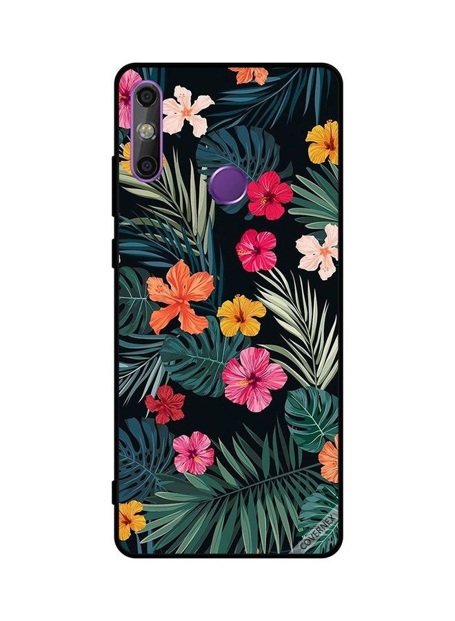 Covernex Huawei Enjoy 20E Protective Case Cover Printed Featuring Multi Color Flowers And Dark Green Feathers DESIGN_0197 - Image 1
