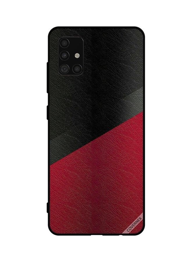 Covernex Protective Case Cover For Samsung Galaxy A51 4G Black and Red Leather Pattern - Image 1