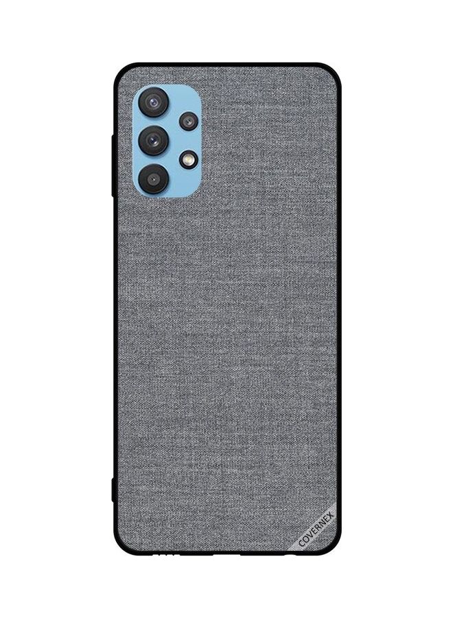 كوفرنيكس غطاء حماية واق لهاتف سامسونج جالاكسي طراز M32 5G بنمط قماش لون رمادي - Image 1