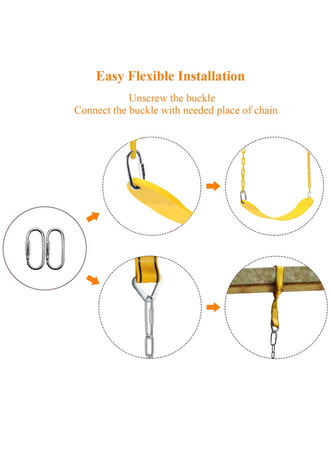 شيانغ يو مقعد أرجوحة مزوّد بسلسلة مطليّة بالبلاستيك مع خطاف لحديقة ملعب الأطفال 66.7x14x0.7سم - Image 4