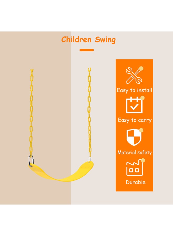 شيانغ يو مقعد أرجوحة مزوّد بسلسلة مطليّة بالبلاستيك مع خطاف لحديقة ملعب الأطفال 66.7x14x0.7سم - Image 5