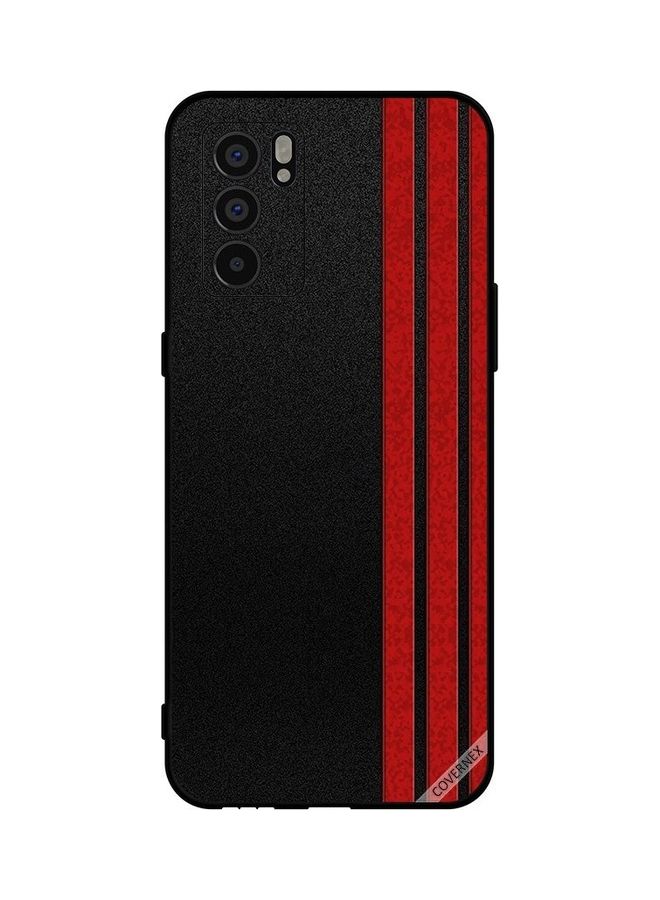 Covernex Protective Case Cover For Oppo Reno6 5G Three Red Vertical Stripes  - Image 1