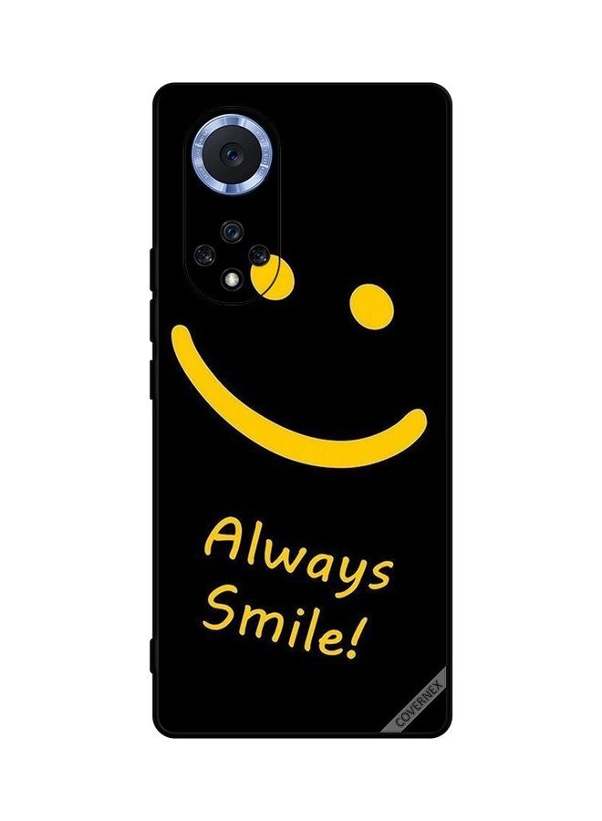 كوفرنيكس غطاء حماية لهاتف هواوي نوفا 9 وجه مبتسم وعبارة "Always Smile" بلون أصفر - Image 1