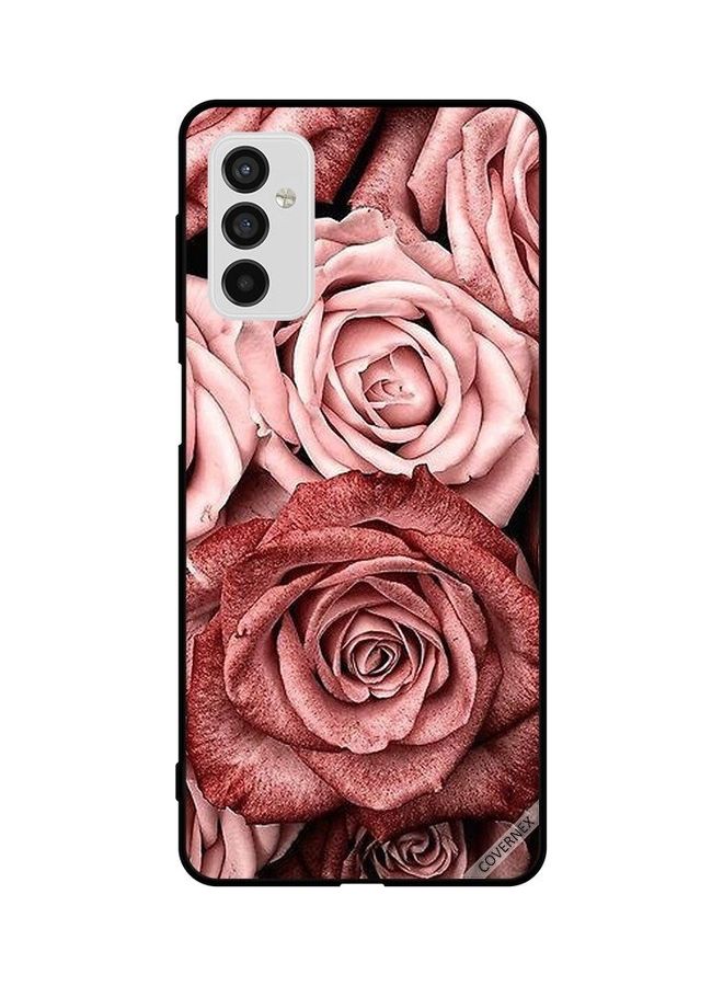 كوفرنيكس غطاء حماية واق لهاتف سامسونج جالاكسي طراز M52 5G خوخي بنمط زهور - Image 1