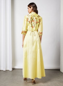 NIRRAAMYAA Belted Victorian Print Dress Yellow  - Image 2
