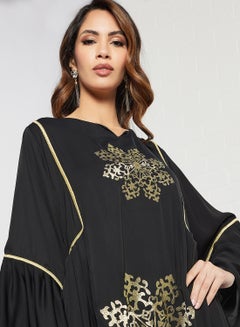 Coco Desert Embroidered Front Abaya Black  - Image 3