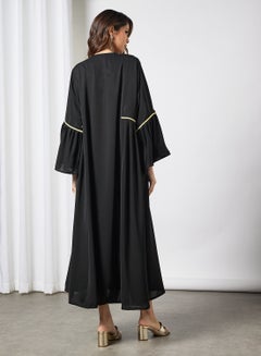 Coco Desert Embroidered Front Abaya Black  - Image 2