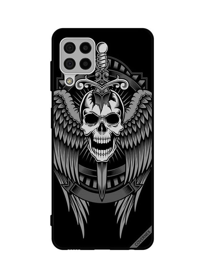 كوفرنيكس غطاء حماية لهاتف سامسونج جالاكسي A22 4G بتصميم أجنحة نسر برأس جمجمة متعدد الألوان - Image 1