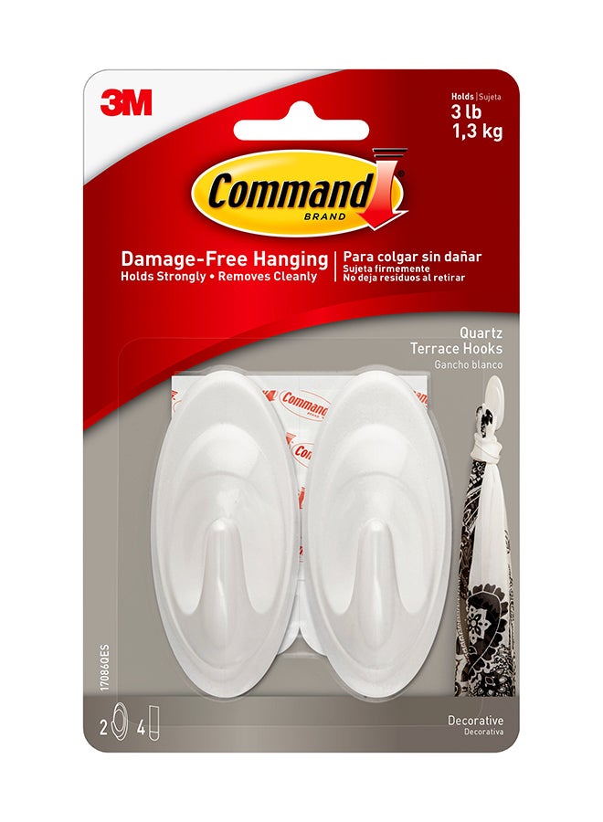 Command 2-Piece Quartz Hook White - Image 1