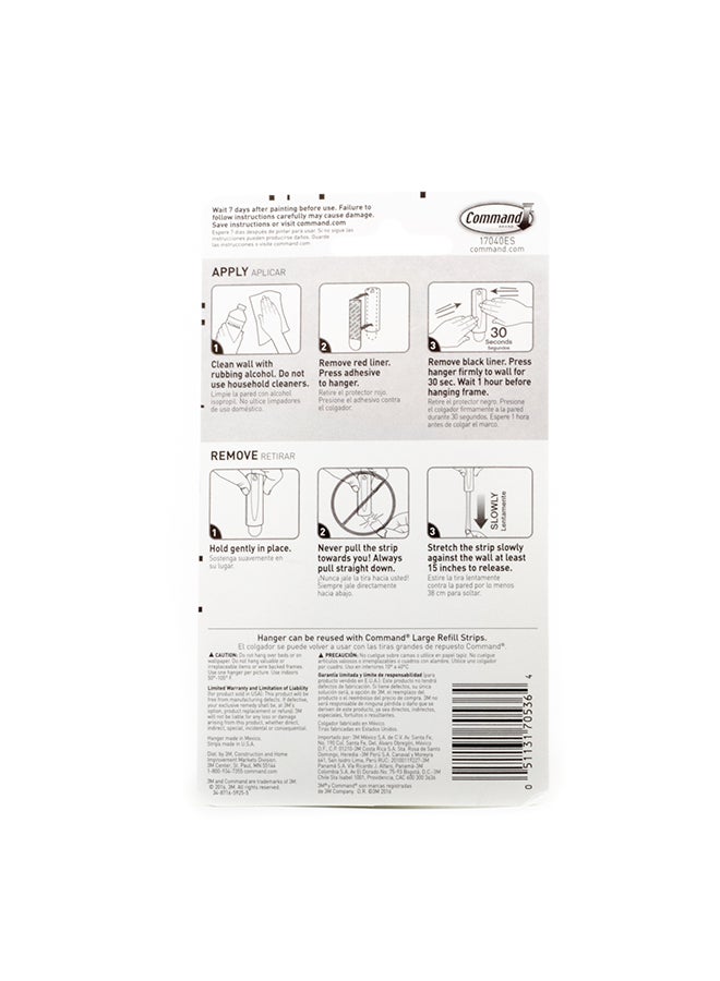 3M - Command 17040ES Sawtooth Picture Hanger With Water Resistant Strips, Holds 1.8 Kg Each Hook Set Includes 1xHook And 2 Strips/Pack White 4x4x1inch - Image 1