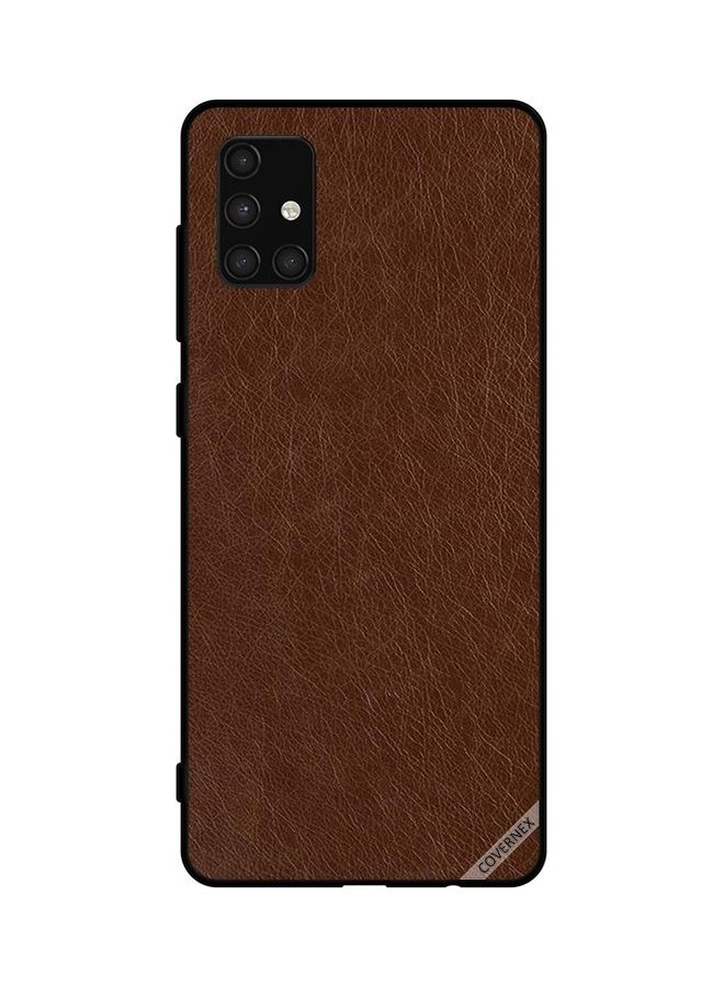 Covernex Protective Case Cover For Samsung Galaxy A71 4G Dark Brown Leather Pattern - Image 1