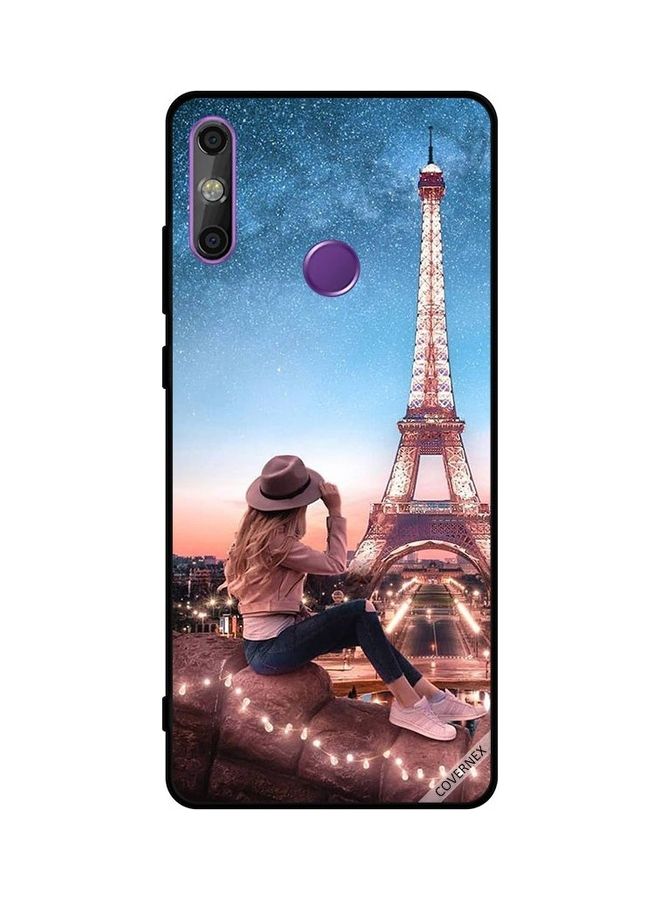 كوفرنيكس غطاء حماية واق لهواوي إنجوي 20E بتصميم فتاة بقبعة بنية وبرج إيفل متعدد الألوان - Image 1