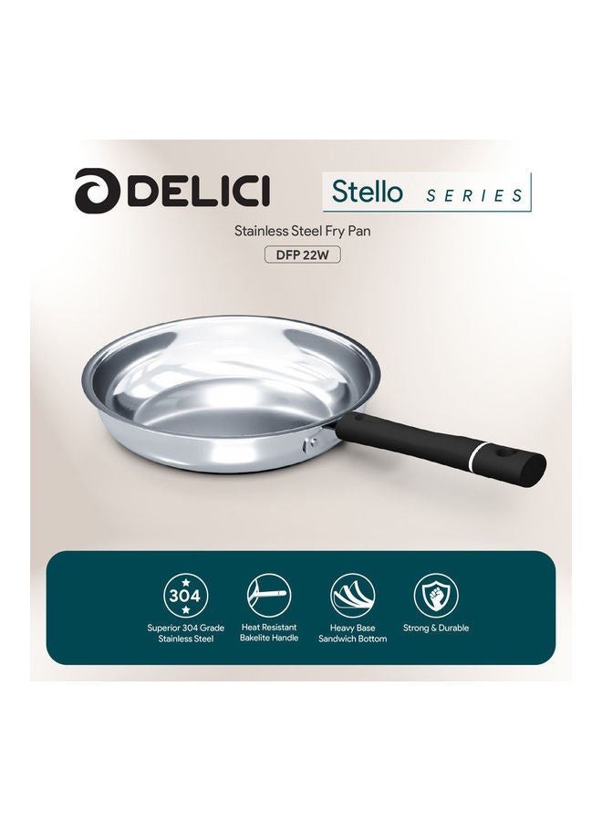 DELICI Stainless Steel Kadai Pan 22cm (DKP 22W) - Well Polished Exterior, Easy to Pour Flared Rim, Uniform Heat Distribution, Oven Safe, Healthy Non-Stick Interior, Corrosion & Stain Resistant, Easy to Clean Silver 22cmcm  - Image 2