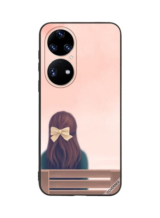Covernex Huawei P50 Protective Case Cover Printed Featuring Lovely Girl Site On Bench DESIGN_0180 - Image 1