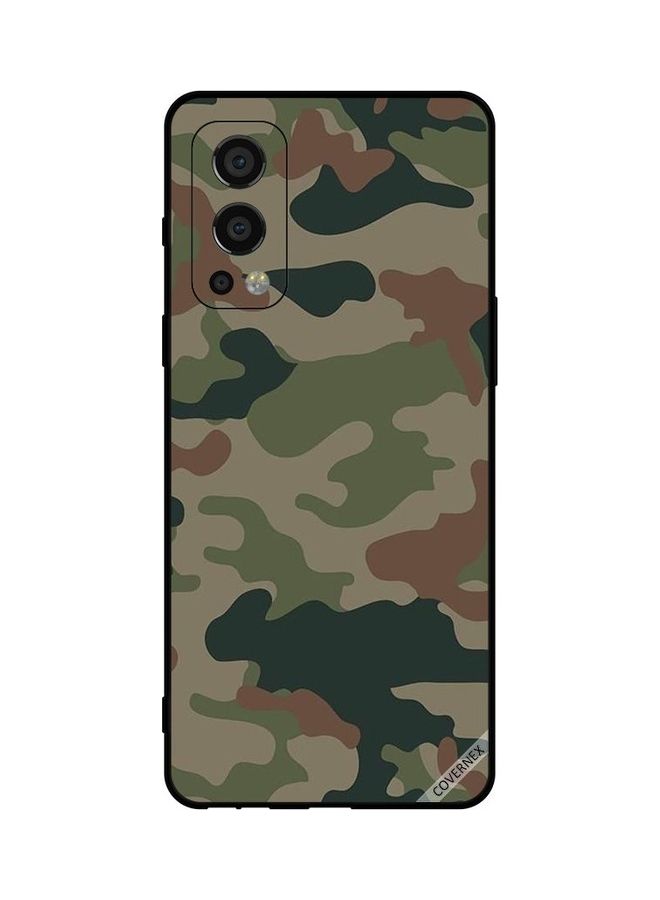 Covernex OnePlus Nord 2 5G Protective Case Cover Printed Featuring Green & Brown Camouflage Pattern DESIGN_0126 - Image 1