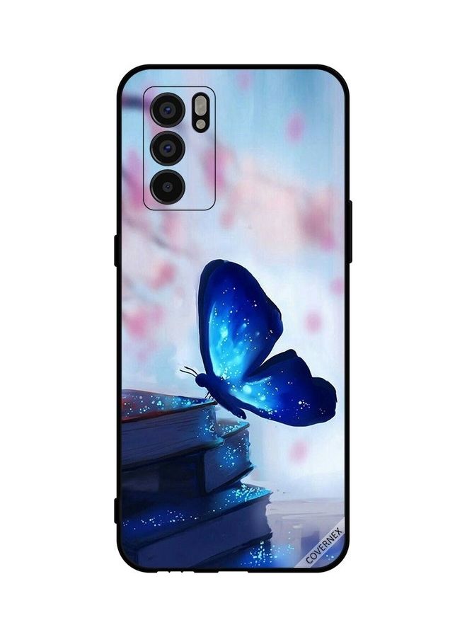 Covernex Protective Case Cover For Oppo Reno6 5G Dark Blue Butterfly On Books Multicolour  - Image 1