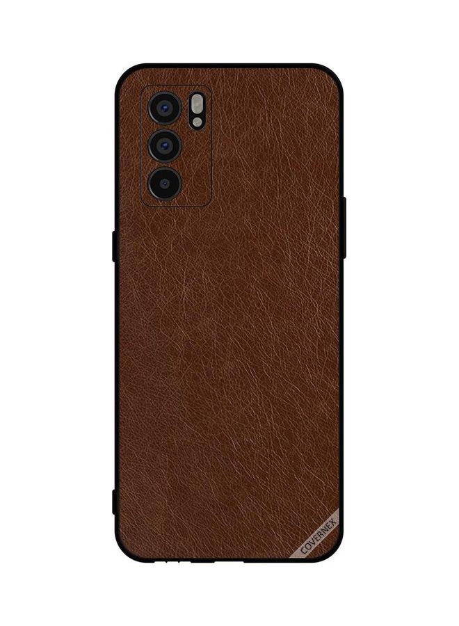 Covernex Protective Case Cover For Oppo Reno6 5G Leather Pattern Brown  - Image 1