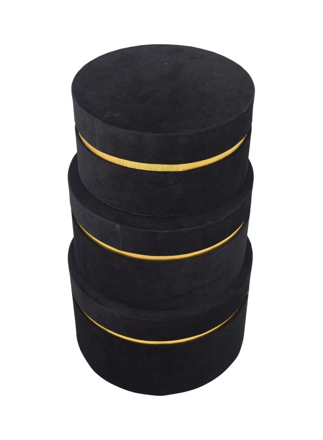 Creative 3-Piece New Style Velvet Gift Boxes For Flower, Chocolate Decor Black - Image 1