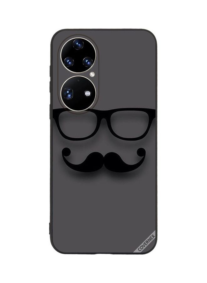Covernex Huawei P50 Pro Protective Case Cover Printed Featuring Black Glass & Mustache DESIGN_0032 - Image 1