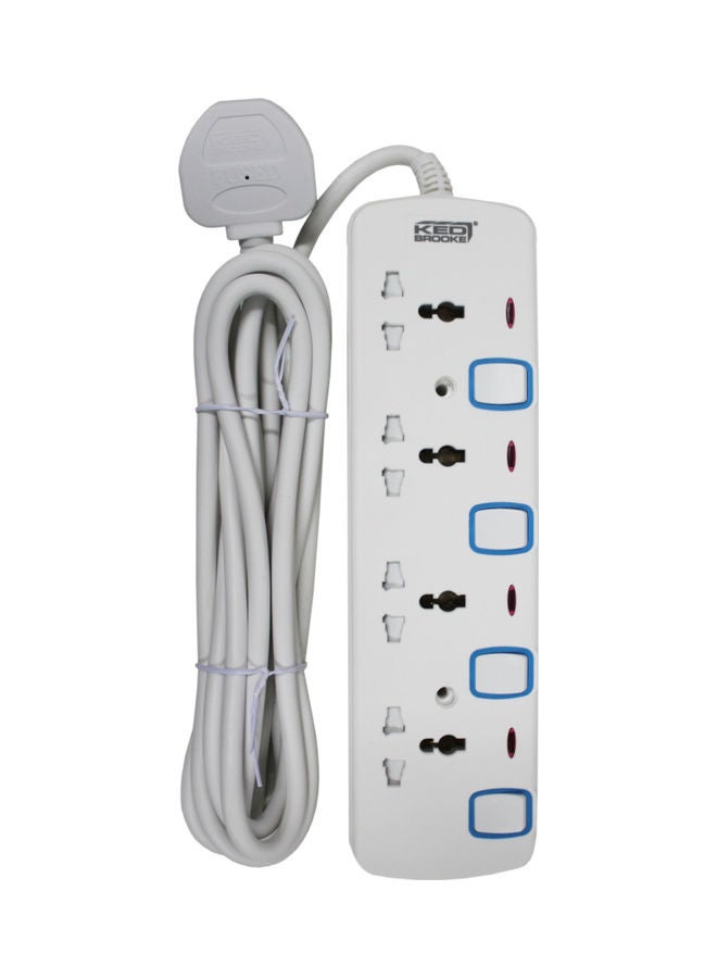 KEDBROOKE 4-Way Plug Input Extension Socket White 5meter - Image 3