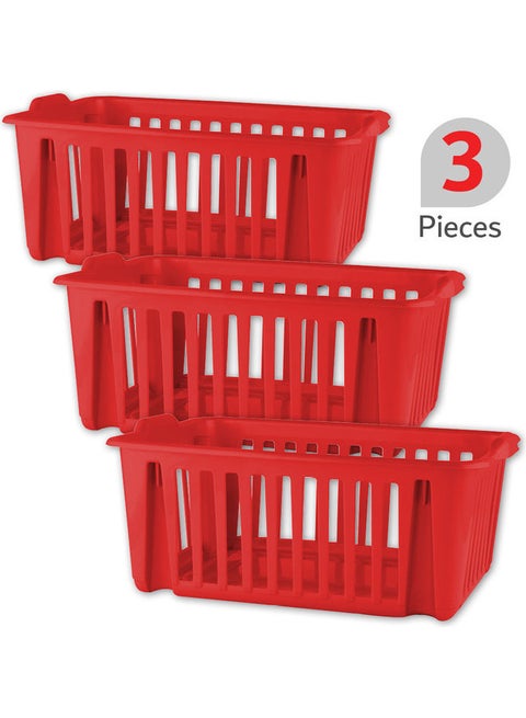 3-Piece Multipurpose Stackable Baskets Red 39 x 19 x 22cm