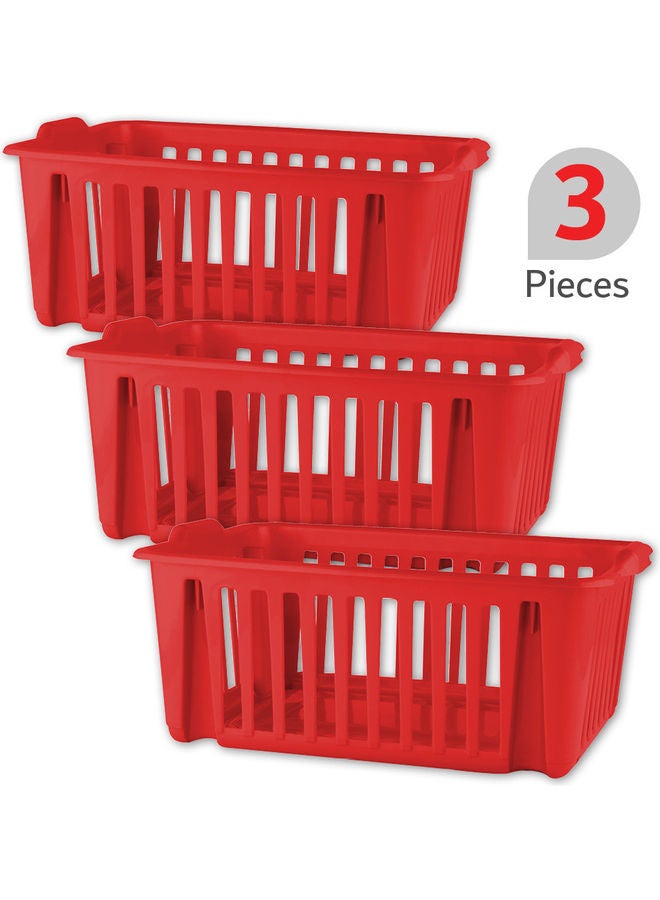 3-Piece Multipurpose Stackable Baskets Red 39 x 19 x 22cm