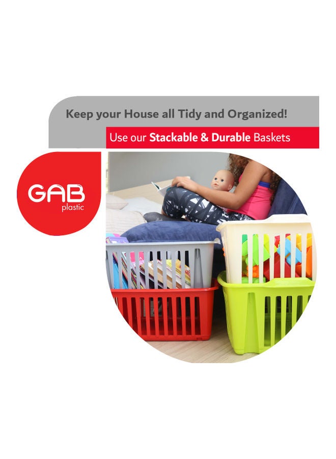3-Piece Multipurpose Stackable Baskets Red 39 x 19 x 22cm