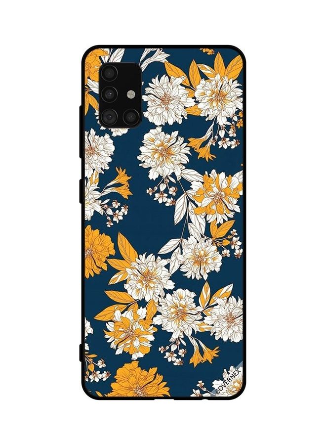 كوفرنيكس غطاء حماية واق لهاتف سامسونج جالاكسي طراز A51 4G تصميم زهور وأوراق شجر بلون أصفر وأبيض - Image 1