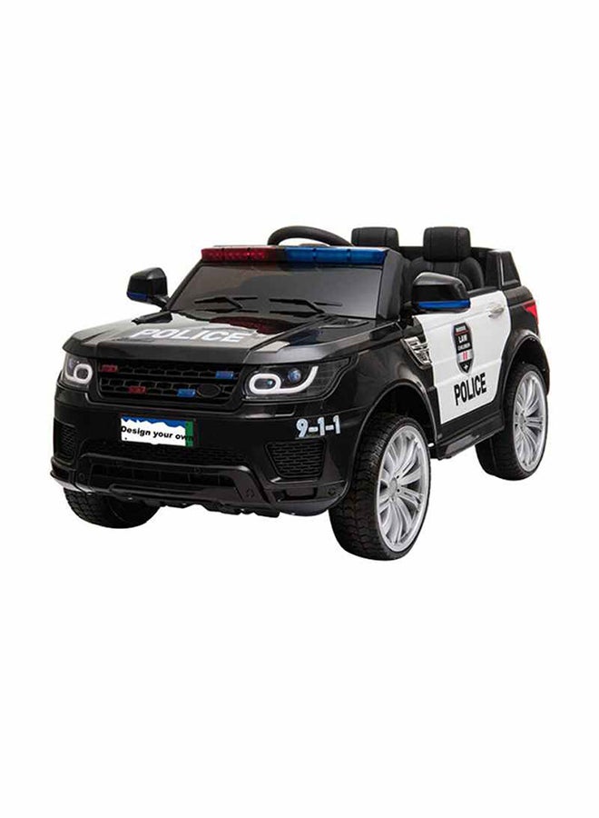 2-Seats Kid Ride-On Police Cop Car 12v Battery Powered Electric Vehicle With Remote Control Black 110x68x52cm  - Image 1