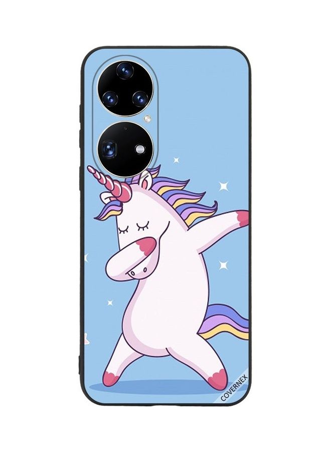 كوفرنيكس غطاء حماية لهاتف هواوي P50 أزرق مع رسمة يونيكورن يؤدي حركة داب - Image 1
