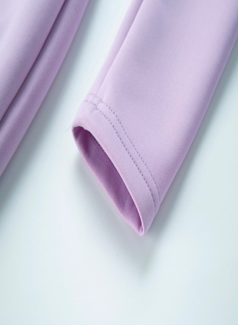 Aila - Puff Sleeve Self Tie Mini Dress Light Purple - Image 1