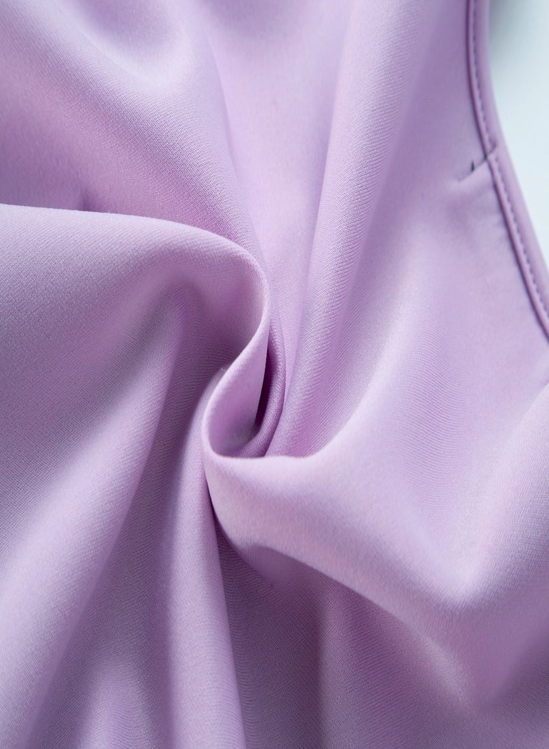 Aila - Puff Sleeve Self Tie Mini Dress Light Purple - Image 1