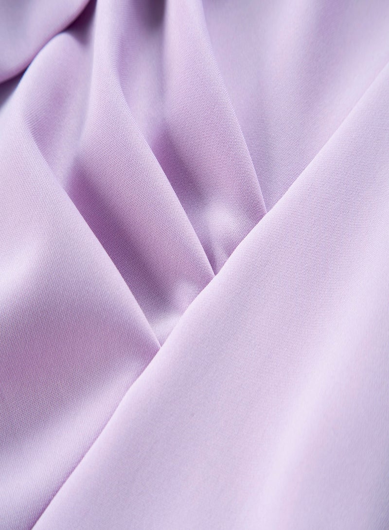 Aila - Puff Sleeve Self Tie Mini Dress Light Purple - Image 1