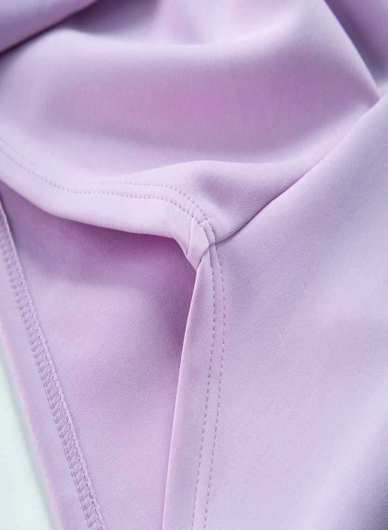 Aila - Puff Sleeve Self Tie Mini Dress Light Purple - Image 1