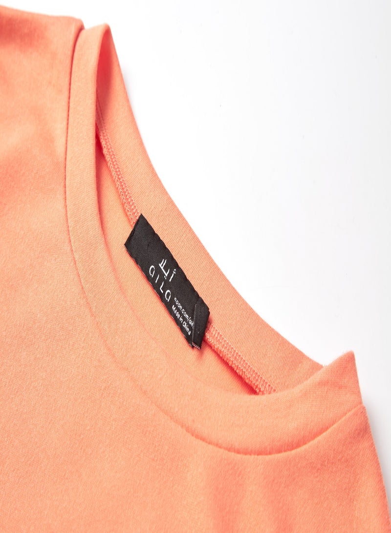 Aila Tiered Sleeve Solid Dress Light Orange  - Image 3