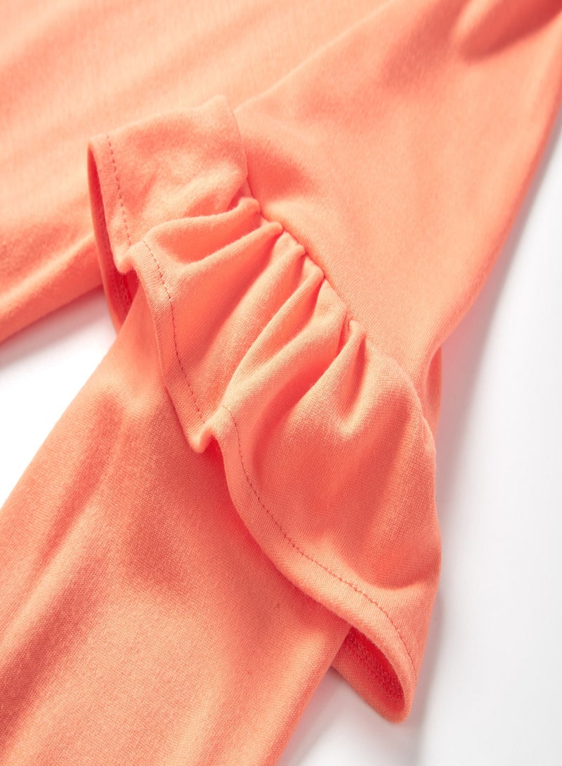 Aila Tiered Sleeve Solid Dress Light Orange  - Image 4