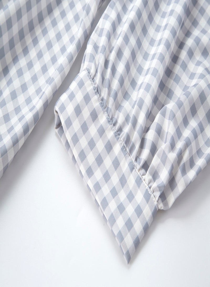 Aila Puff Sleeve Check Dress BLUE/WHITE  - Image 5