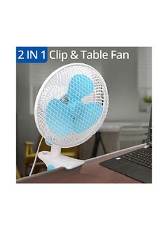 Cyber 7-Inch 2-In-1 Clip & Table Fan CYCF-889 (Open Box) White/Blue  - Image 1