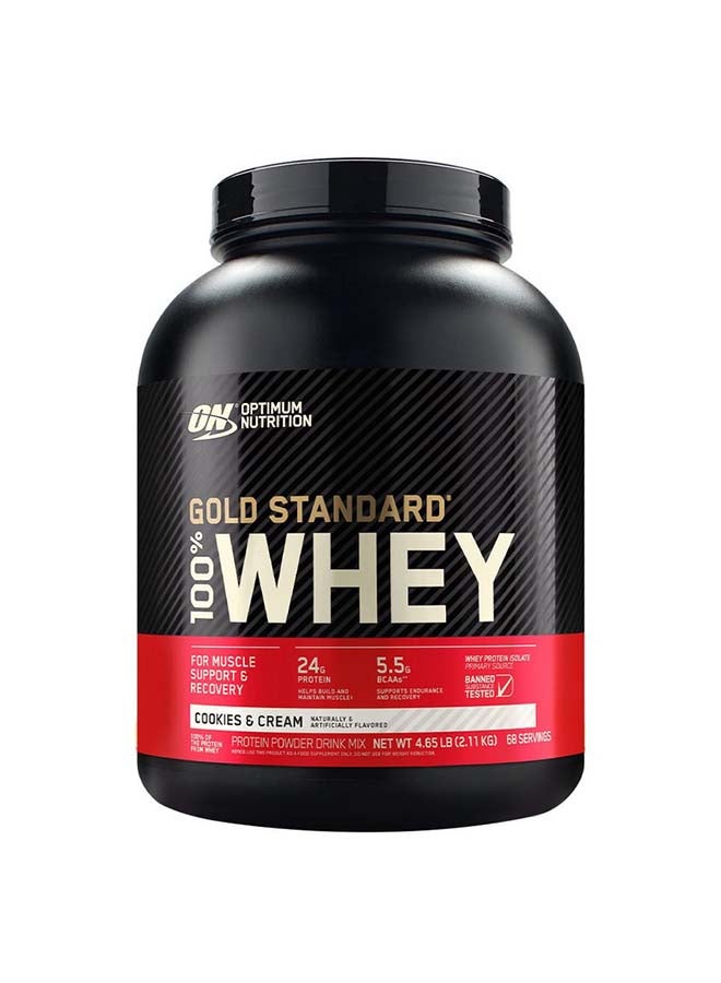 Optimum Nutrition Gold Standard 100 Percent Whey Protein - Cookies And Cream - 2.11 Kilogram - Image 1