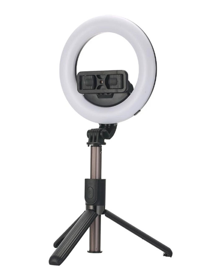1200.0 mAh Bluetooth Tripod Selfie Stick With Ring Light Black/White  - Image 2