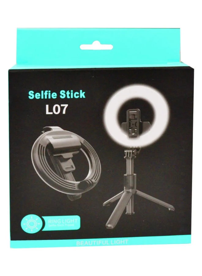 1200.0 mAh Bluetooth Tripod Selfie Stick With Ring Light Black/White  - Image 3
