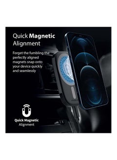 PROMATE Ultra-Fast Qi 15W Car Charger with Quick-Lock Air Vent Holder for iPhone 12 Black  - Image 4