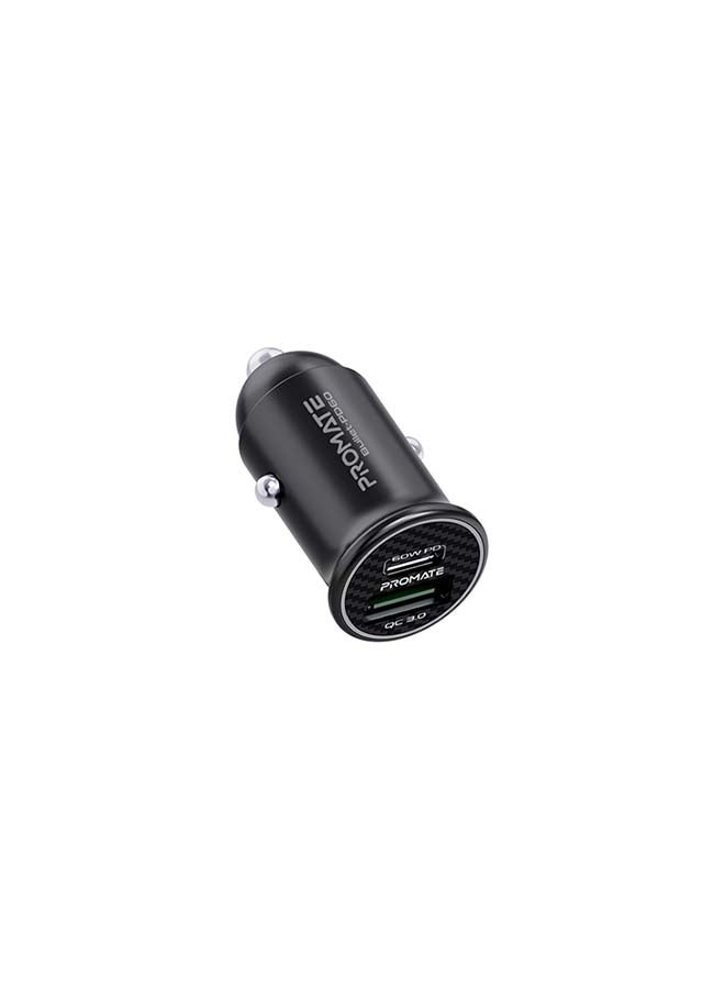 RapidCharge Mini Car Charger with 60W PD & Quick Charge 3.0 Black 