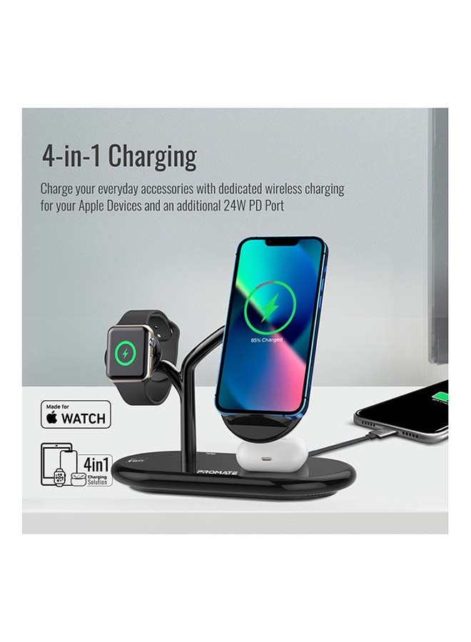 PROMATE - 54W 4-in-1 High-Speed Wireless Charging Station Black - Image 1