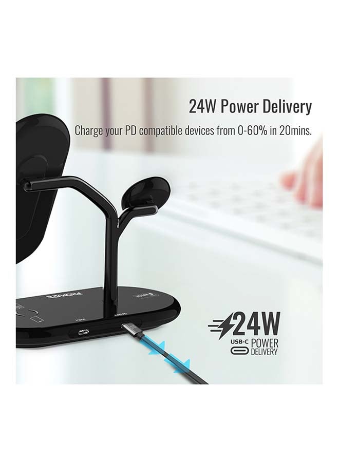 PROMATE - 54W 4-in-1 High-Speed Wireless Charging Station Black - Image 1