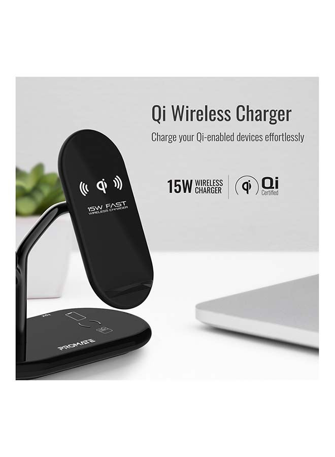 PROMATE - 54W 4-in-1 High-Speed Wireless Charging Station Black - Image 1