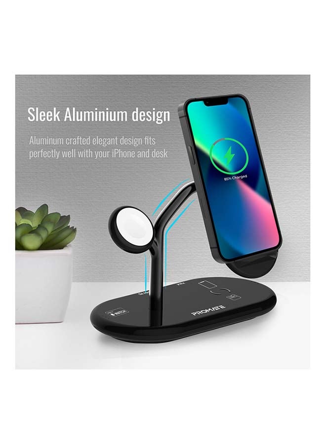 PROMATE - 54W 4-in-1 High-Speed Wireless Charging Station Black - Image 1